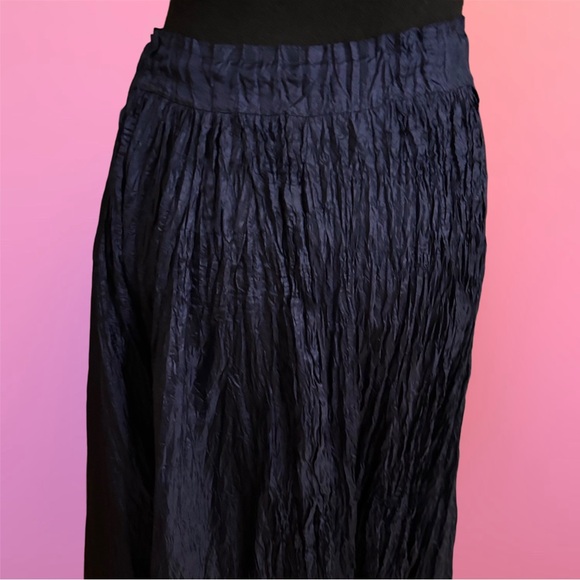 Ray London Elegant Fairy Dark Blue Navy Crinkled Maxi Skirt w/ Petal Hem - Picture 6 of 16